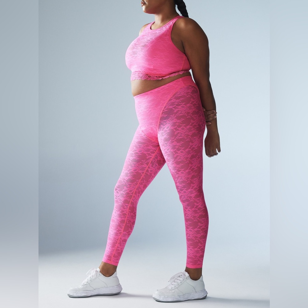 NWT Savage x Fenty Lace Race High-Waist Legging in Pink Palace Size 2X NEW - Picture 2 of 14